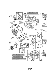 Cylinder/Crankshaft/Crankcase Diagram and Parts List for 122T05-3846-EA  Briggs and Stratton Engine